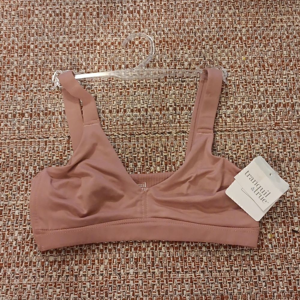New T&T Wide Strap Comfort Bra Mauve/Dark Pink Small New With Tags
